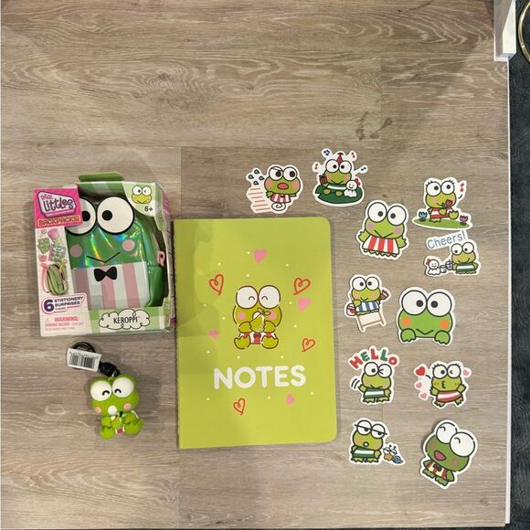 Sanrio Other - Sanrio Keroppi: Mini Bag with Stationary Set, Bag Charm, Notebook, Stickers NEW